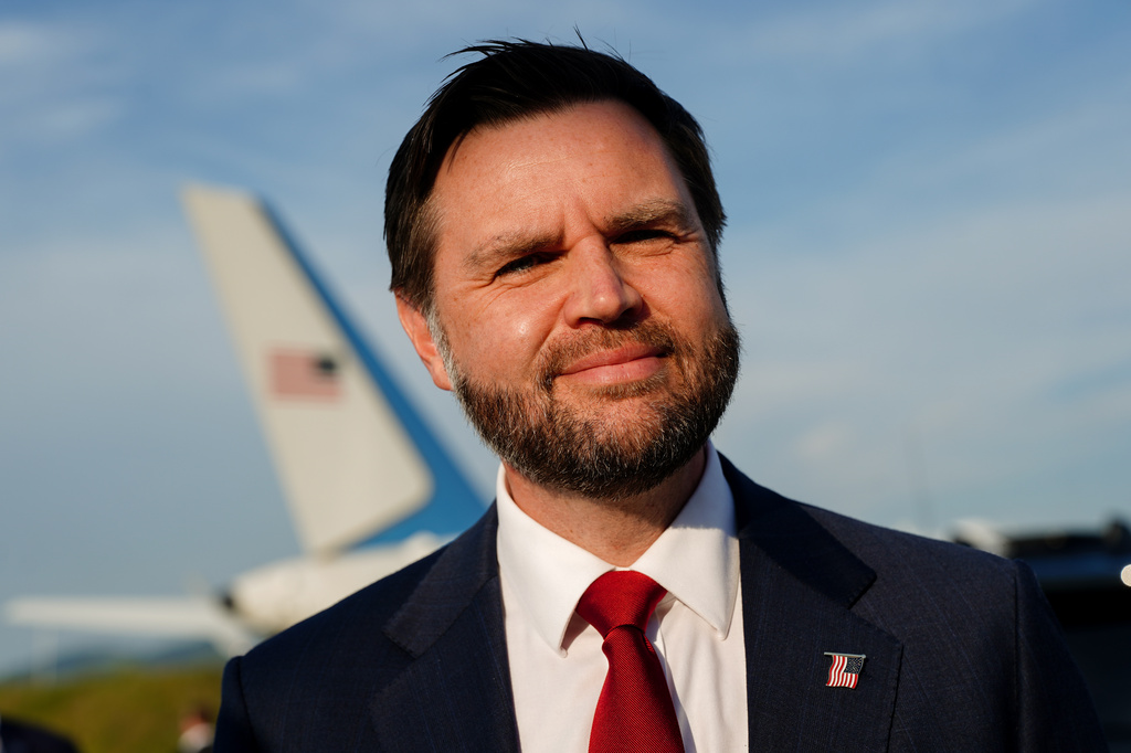 U.S. Vice President JD Vance before boarding Air Force Two at Emmen Military Air Base, Emmen, Switzerland, Monday, June 22, 2026, after the U.S. and Iran held high-level talks at the Lake Lucerne Summit. (Nathan Howard/Pool Photo via AP)
