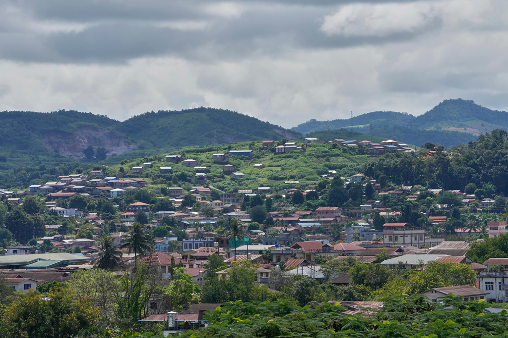This photo taken during a trip supervised by pro-military Myanmar media, shows a view of Kyaukme, northern Shan State, Myanmar, is seen Friday, Oct. 10, 2025. (AP Photo/Aung Shine Oo)