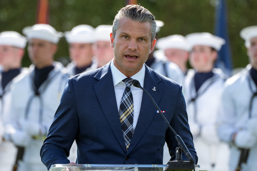 Defense Secretary Pete Hegseth speaks during the POW/MIA National Recognition Day Ceremony at the Pentagon, Friday, Sept. 18, 2026, in Washington. (AP Photo/Mark Schiefelbein)
