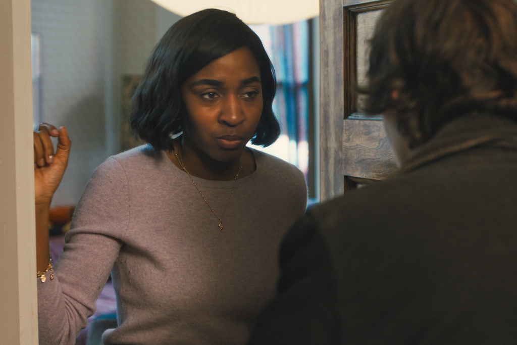 This image released by 20th Century Studios shows Ayo Edebiri in a scene from "Ella McCay." (20th Century Studios via AP)