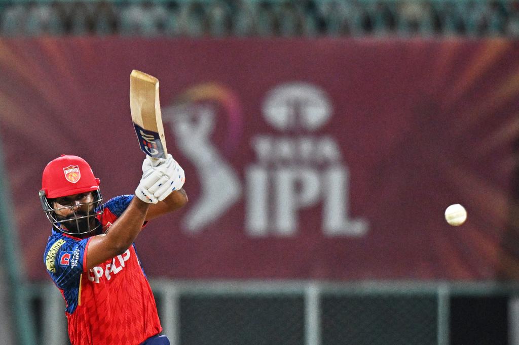 Punjab Kings' captain Shreyas Iyer plays a shot during the Indian Premier League cricket match between Lucknow Super Giants and Punjab Kings, in Lucknow, India, Saturday, May 23, 2026. (AP Photo)