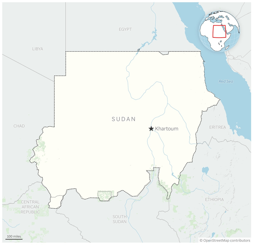 A map showing the location of Sudan and its neighbors. (AP Digital Embed)