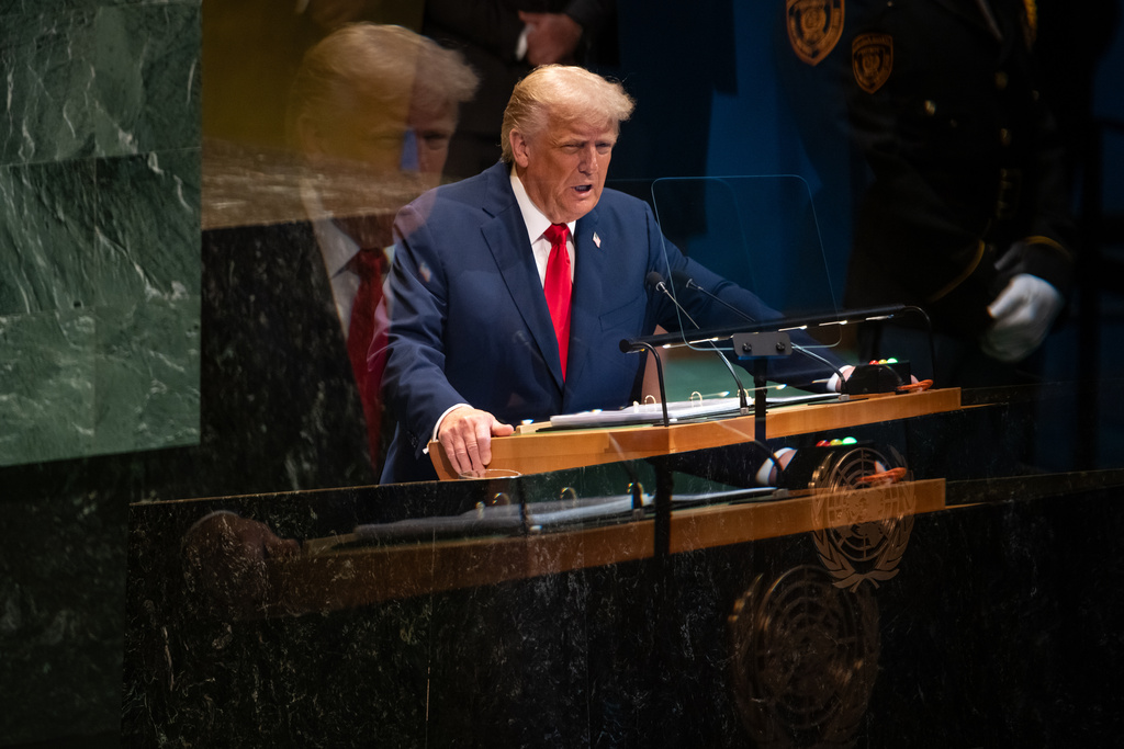 President Donald Trump addresses the 80th session of the United Nations General Assembly, Tuesday, Sept. 23, 2025, at U.N. headquarters. (AP Photo/Angelina Katsanis)