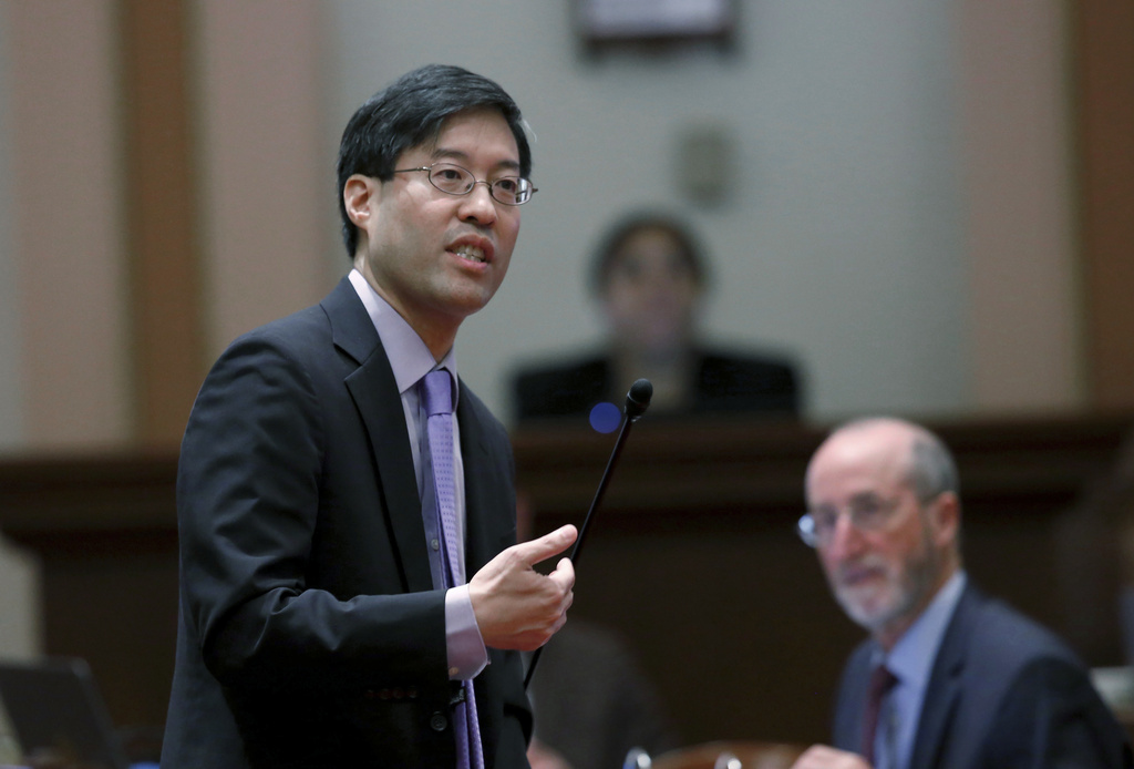 FILE - In this Sept. 4, 2019 file photo, state Sen. Richard Pan, D-Sacramento, speaks on a bill before lawmakers in Sacramento, Calif. (AP Photo/Rich Pedroncelli, File)