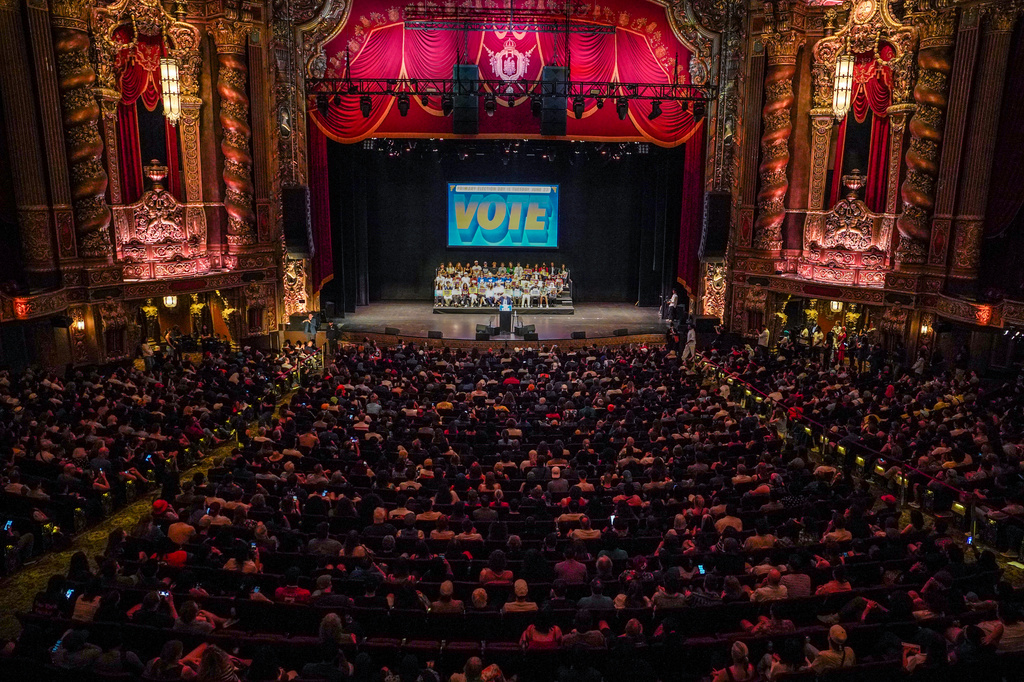U.S. Sen. Bernie Sanders, I-VT., speaks during a Get Out The Vote rally ahead of New York's primary election, Thursday, June 18, 2026, in the Brooklyn borough of New York. (AP Photo/Ryan Murphy)