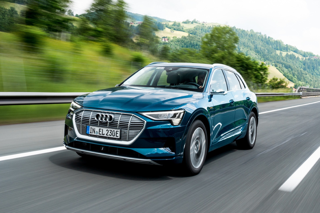 This photo provided by Audi shows the 2022 E-tron. A used E-tron isn't the largest SUV around, but it has a premium look and feel that other non-luxury EVs can't match. (Courtesy of Audi AG via AP)