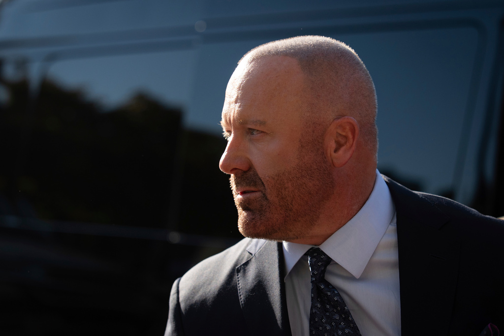 FILE - Mathew Bowyer, a southern California bookmaker, arrives at federal court for sentencing, Aug. 29, 2025, in Santa Ana, Calif. (AP Photo/Jae C. Hong, File)