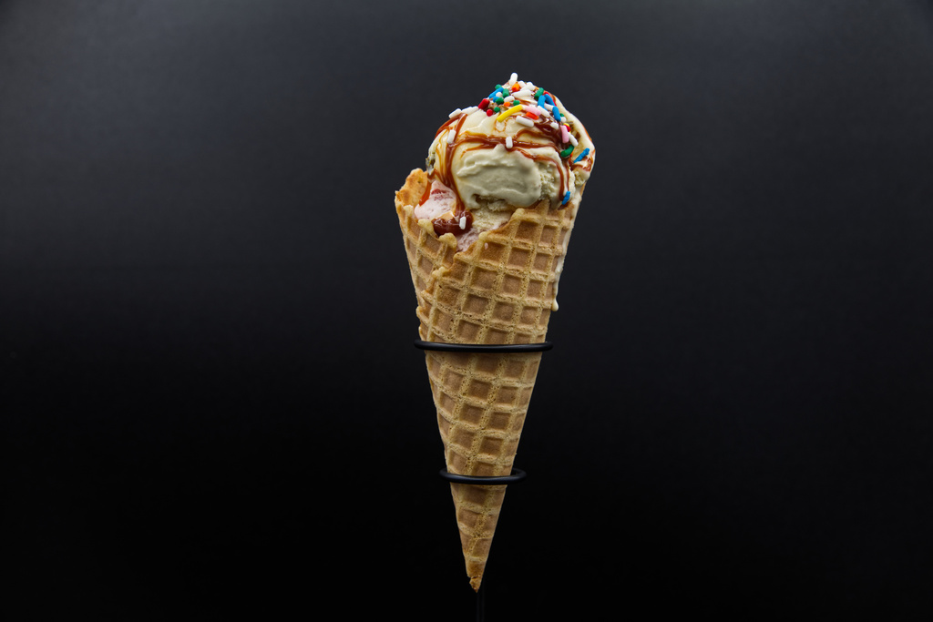 Ice cream on a waffle cone is displayed in Phoenix, Wednesday, Aug. 19, 2026. (AP Photo/Dario Lopez-Mills)