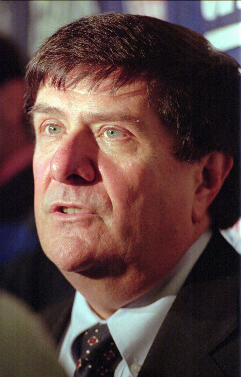 FILE - Newly named New York Giants general manager Ernie Accorsi answers a question after a news conference at Giants Stadium in East Rutherford, N.J., Jan. 8, 1998. (AP Photo/Mike Derer, File)