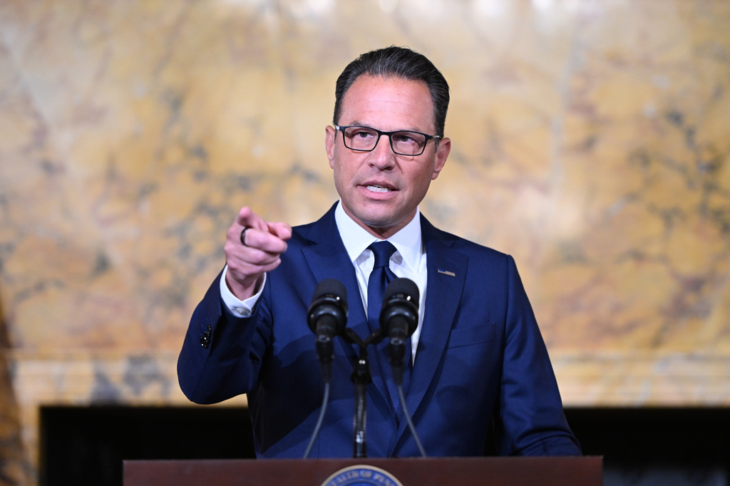Pennsylvania Gov. Josh Shapiro speaks during a news conference at the state Capitol, Tuesday, Aug. 18, 2026, in Harrisburg, Pa. (AP Photo/Marc Levy)