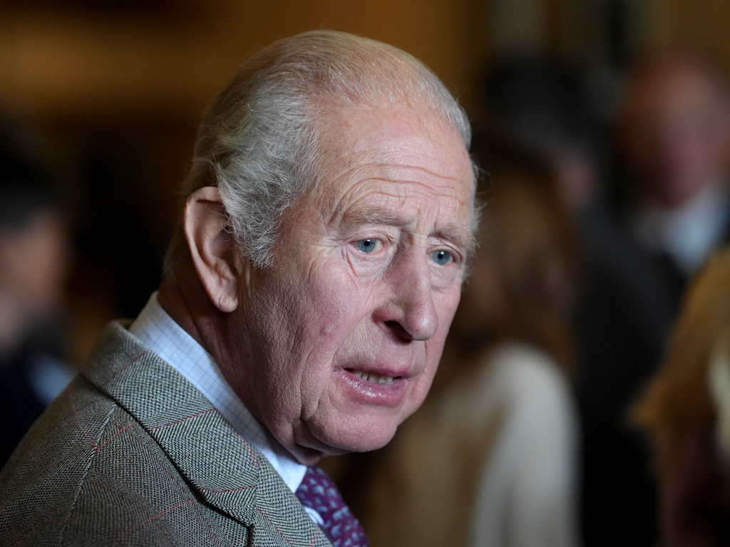 Britain's King Charles III gestures at The King's Foundation's Harmony in Food and Farming Summit, at the Foundation's headquarters in Cumnock, Scotland, Wednesday, Sept. 16, 2026.(Jonathan Brady/PA via AP)
