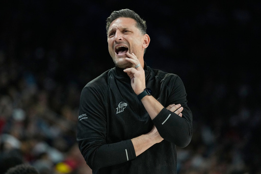 Phoenix Mercury head coach Nate Tibbetts reacts during the second half in Game 2 of the WNBA basketball finals against the Las Vegas Aces, Sunday, Oct. 5, 2025, in Las Vegas. (AP Photo/John Locher) Phoenix Mercury head coach Nate Tibbetts reacts during the second half in Game 2 of the WNBA basketball finals against the Las Vegas Aces, Sunday, Oct. 5, 2025, in Las Vegas. (AP Photo/John Locher)