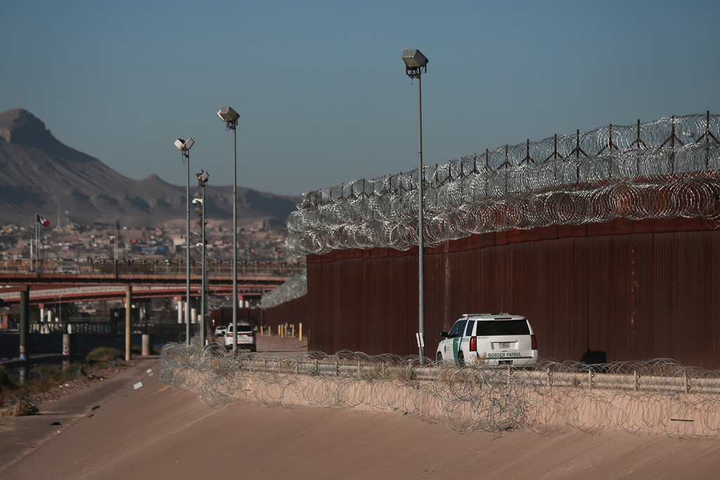A U.S. Border Patrol patrol along the U.S.-Mexico border in El Paso, Texas, near the Paso del Norte International Bridge, seen from Ciudad Juarez, Mexico, Wednesday, Feb. 11, 2026. (AP Photo/Christian Chavez)