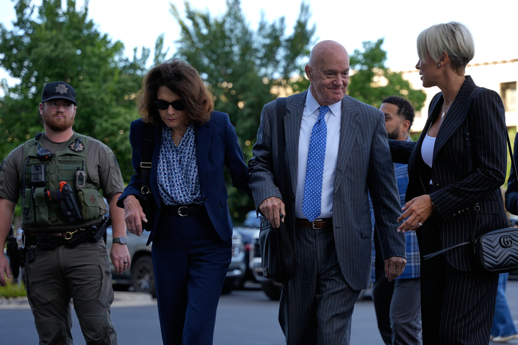 Charlie Kirk's parents, Robert and Kathryn Kirk, arrive at the Fourth District Courthouse for a hearing for Tyler Robinson, accused in the fatal shooting of Charlie Kirk, Monday, July 6, 2026, in Provo, Utah. (AP Photo/Marielle Scott)