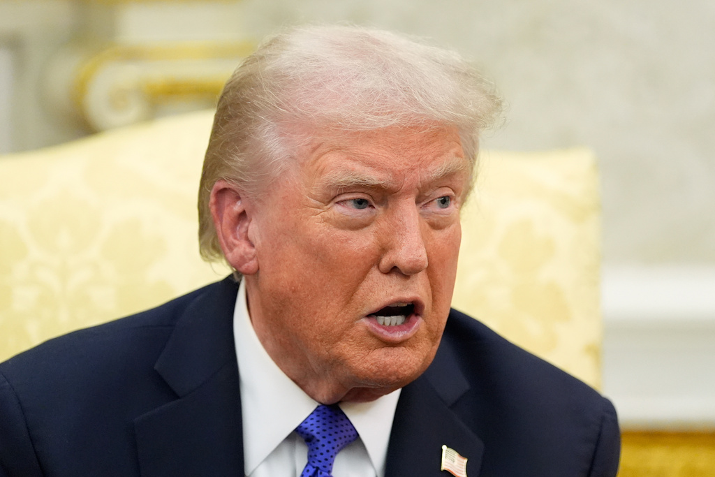 President Donald Trump meets with NATO Secretary General Mark Rutte in the Oval Office of the White House, Wednesday, Oct. 22, 2025, in Washington. (AP Photo/Alex Brandon)
