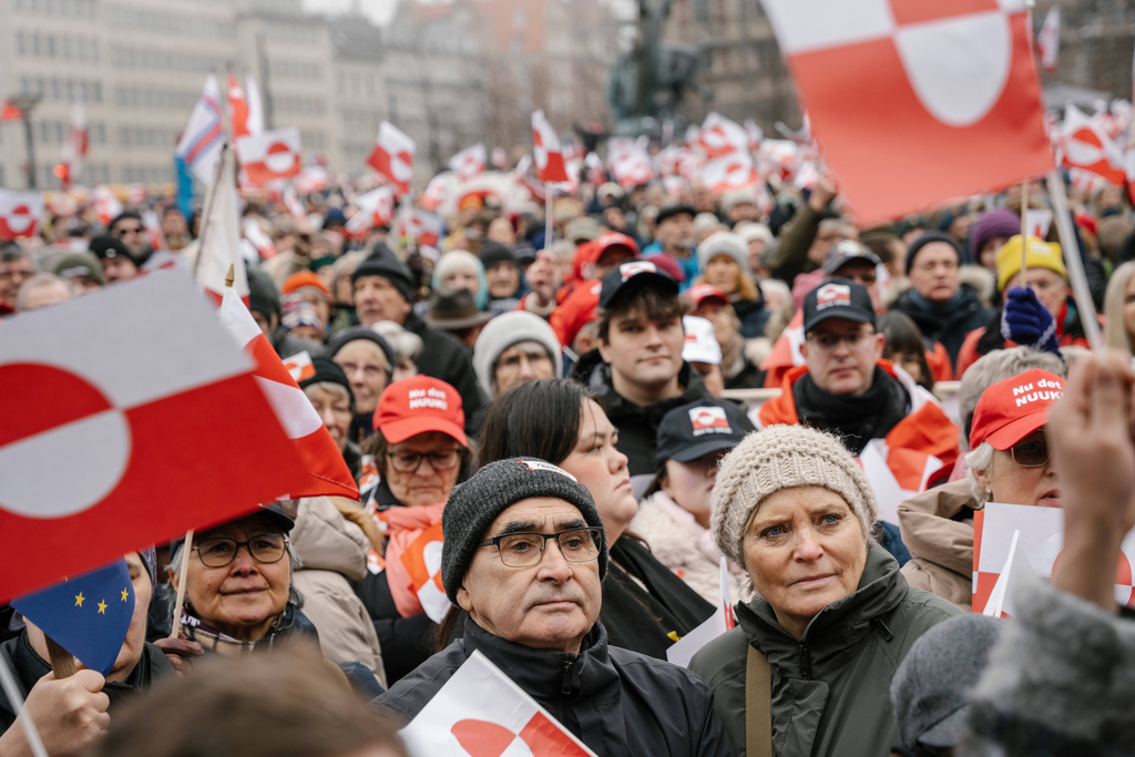 People march during a pro- Greenlanders demonstration, in Copenhagen, Denmark, Saturday, Jan. 17, 2026. (Emil Helms/Ritzau Scanpix via AP)