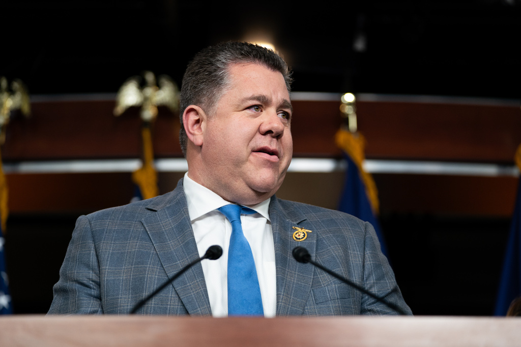 Rep. Nick LaLota, R-N.Y., speaks at a House GOP news conference calling for the reopening of the Department of Homeland Security during the partial shutdown, Thursday, March 5, 2026, in Washington. (AP Photo/Allison Robbert)