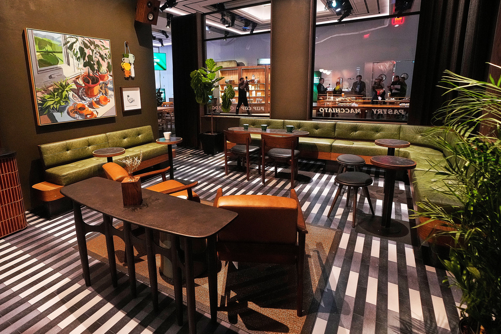 A Ristretto model of future Starbucks stores is displayed during the Starbucks Investor Day event, in New York, Thursday, Jan. 29, 2026. (AP Photo/Richard Drew)