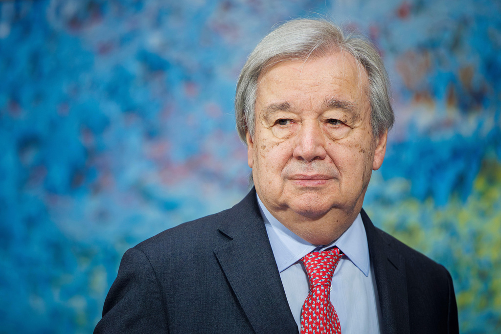 U.N. Secretary-General Antonio Guterres attends the opening of the 61st session of the United Nations Human Rights Council at the European headquarters of the United Nations in Geneva, Monday, Feb. 23, 2026. (Valentin Flauraud/Keystone via AP)