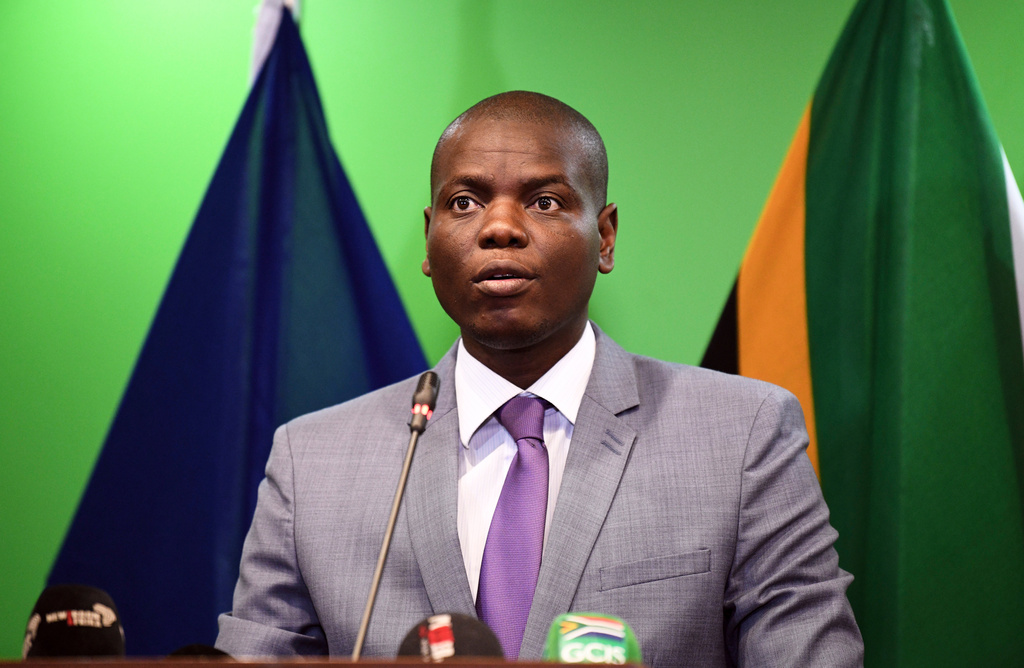In this photo provided by the South African Government Communications and Information Services (GCIS), Minister of International Relations and Cooperation Ronald Lamola speaks during a media briefing in Pretoria, South Africa, Wednesday, Aug. 5, 2026. (Photo/Katlholo Maifadi/South African Government Communication and Information Services via AP)