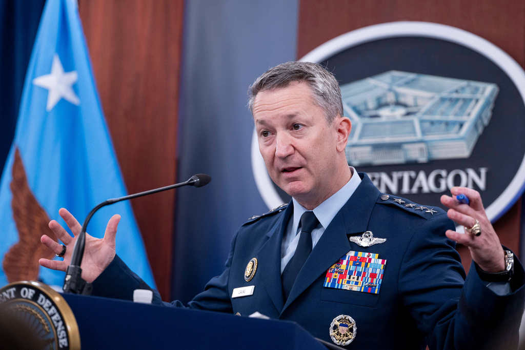 FILE - Joint Chiefs Chairman Gen. Dan Caine speaks during a news conference at the Pentagon, June 26, 2025 in Washington. (AP Photo/Kevin Wolf, File)