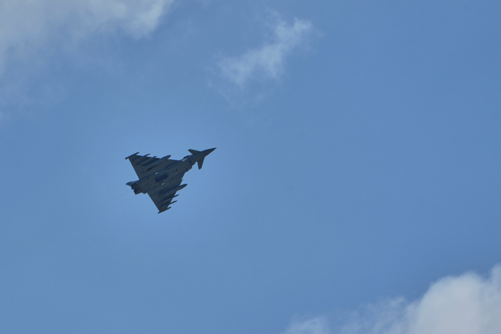 A Fighter Jet takes off from the U.K.'s RAF Akrotiri air base after it was hit by a drone strike early morning near Limassol, Cyprus, Monday, March, 2, 2026. (AP Photo/Petros Karadjias)