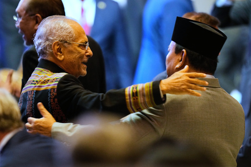 East Timor's President Jose Ramos-Horta, left, and Indonesian President Prabowo Subianto greet each other during the 47th ASEAN summit opening ceremony in Kuala Lumpur, Malaysia, Sunday, Oct. 26, 2025. (AP Photo/Vincent Thian) East Timor's President Jose Ramos-Horta, left, and Indonesian President Prabowo Subianto greet each other during the 47th ASEAN summit opening ceremony in Kuala Lumpur, Malaysia, Sunday, Oct. 26, 2025. (AP Photo/Vincent Thian)