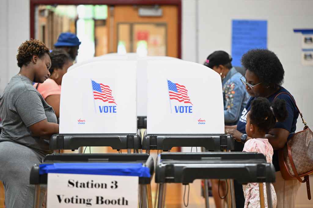 People cast their votes at the Upper Marlboro Community Center Tuesday, June 23, 2026, in Upper Marlboro, Md. (AP Photo/Gail Burton)