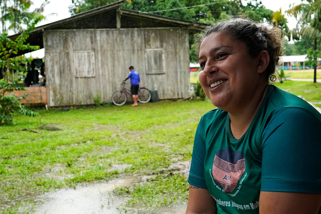 Renata Lod, Galibi representative on Oiapoque's Indigenous council, at her home on Galibi indigenous land, in Oiapoque, Amapa state, Brazil, Thursday, March 12, 2026. (AP Photo/Eraldo Peres)