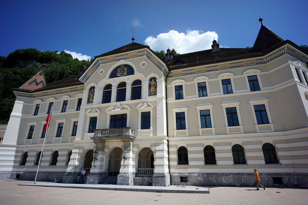 FILE - Exterior view of the Liechtenstein Government Building in Vaduz, Liechtenstein on Aug. 18, 2023. (AP Photo/Michael Sohn, File)