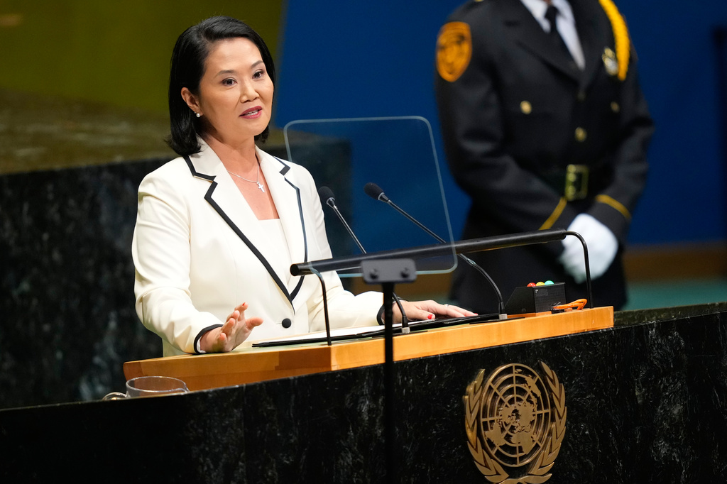 Peru's President Keiko Fujimori speaks during the 81st session of the United Nations General Assembly at United Nations headquarters, Tuesday, Sept. 22, 2026. (AP Photo/Yuki Iwamura)