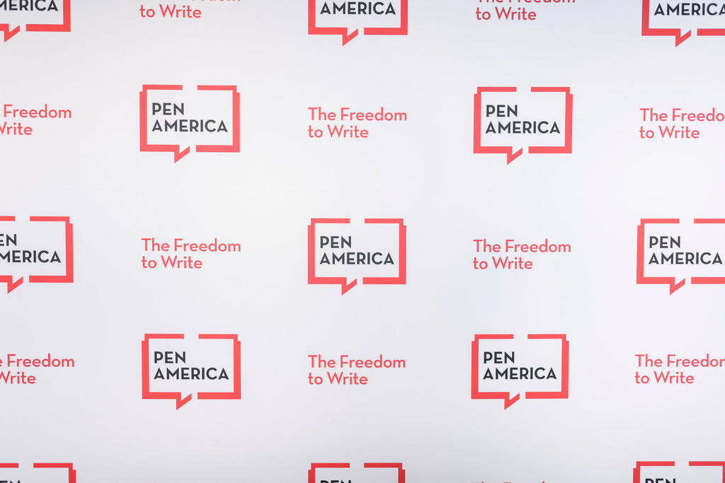 FILE - Signage is displayed at the PEN America Literary Gala, May 16, 2024, in New York. (Photo by Christopher Smith/Invision/AP, File)
