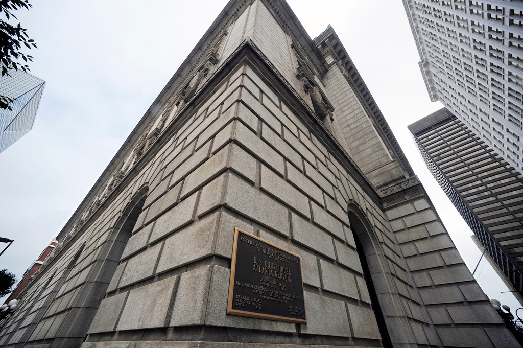 FILE - The exterior of the U.S. Courthouse for the 11th U.S. Circuit Court of Appeals stands in Atlanta, July 21, 2019. (AP Photo/Mike Stewart, File)