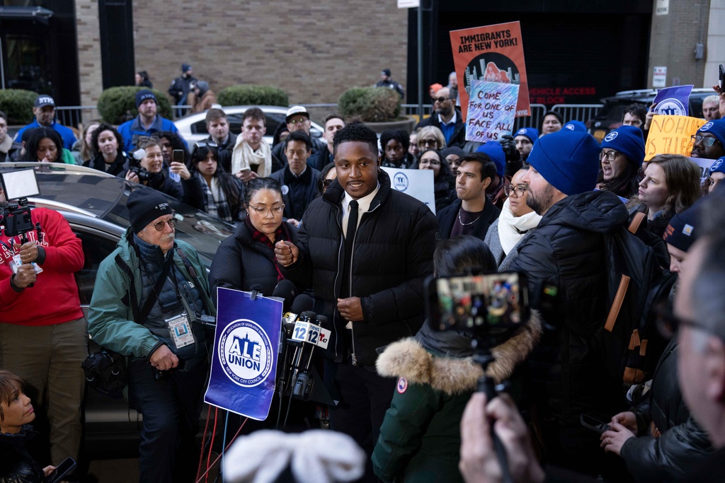 Chi Ossé, New York City Council member, speaks during a news conference outside Greater New York Federal Building, Tuesday, Jan. 13, 2026, in New York. (AP Photo/Yuki Iwamura)
