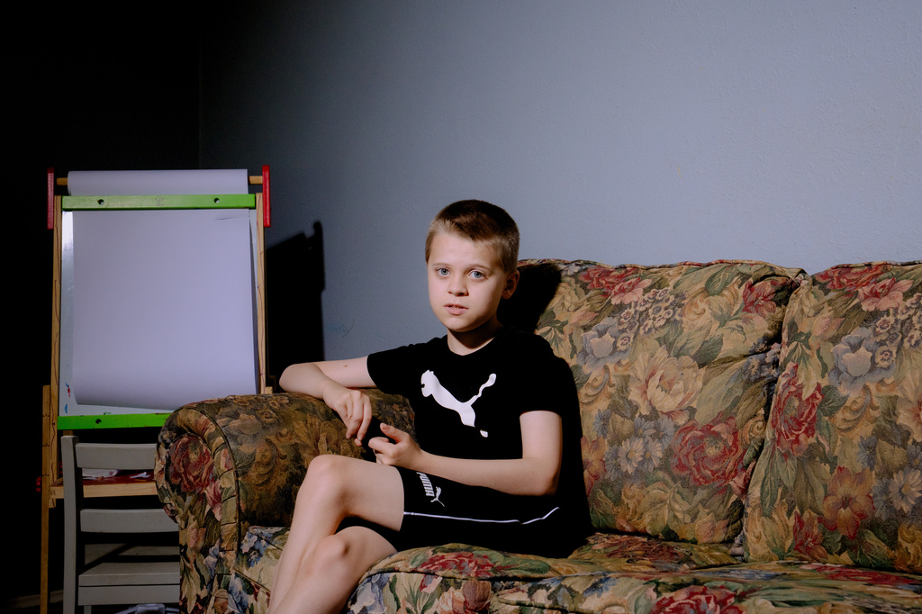 Whitman Althaus, 12, who has autism and a neurological disorder called apraxia, poses for a portrait at his home Wednesday, July 1, 2026, in Luckey, Ohio. (AP Photo/Nic Antaya)