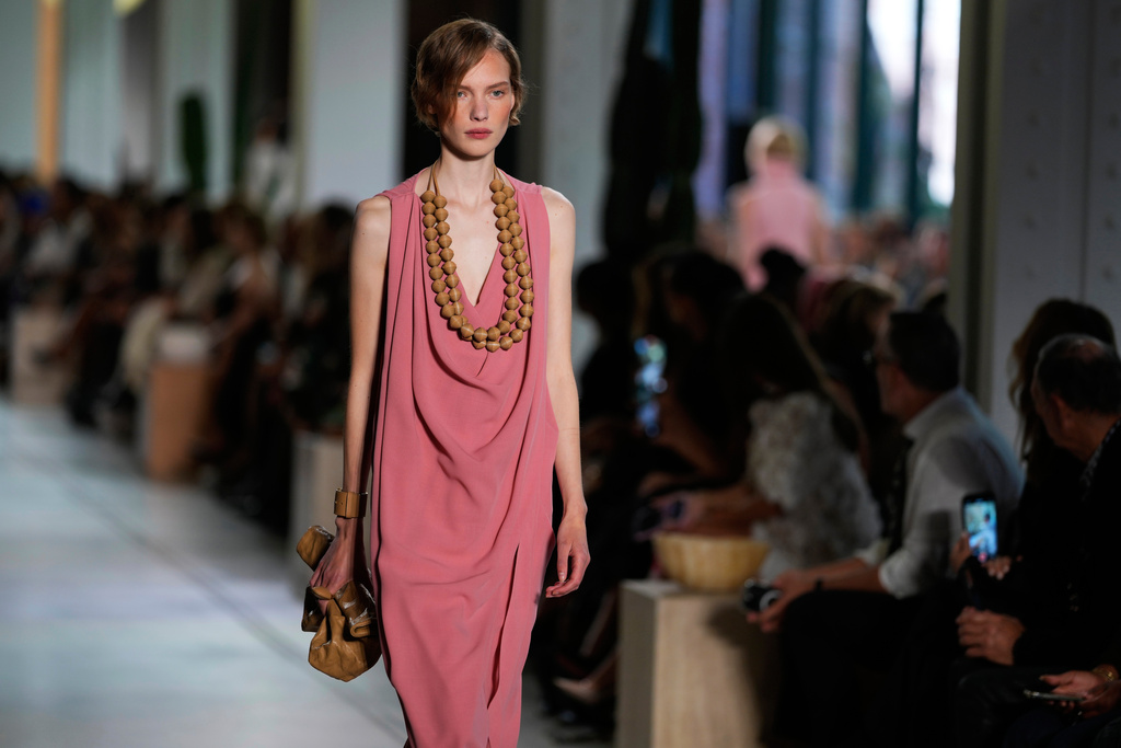 A model walks the runway during the Michael Kors Spring/Summer 2026 fashion show as part of New York Fashion Week on Thursday, Sept. 11, 2025, in New York. (Photo by Charles Sykes/Invision/AP)
