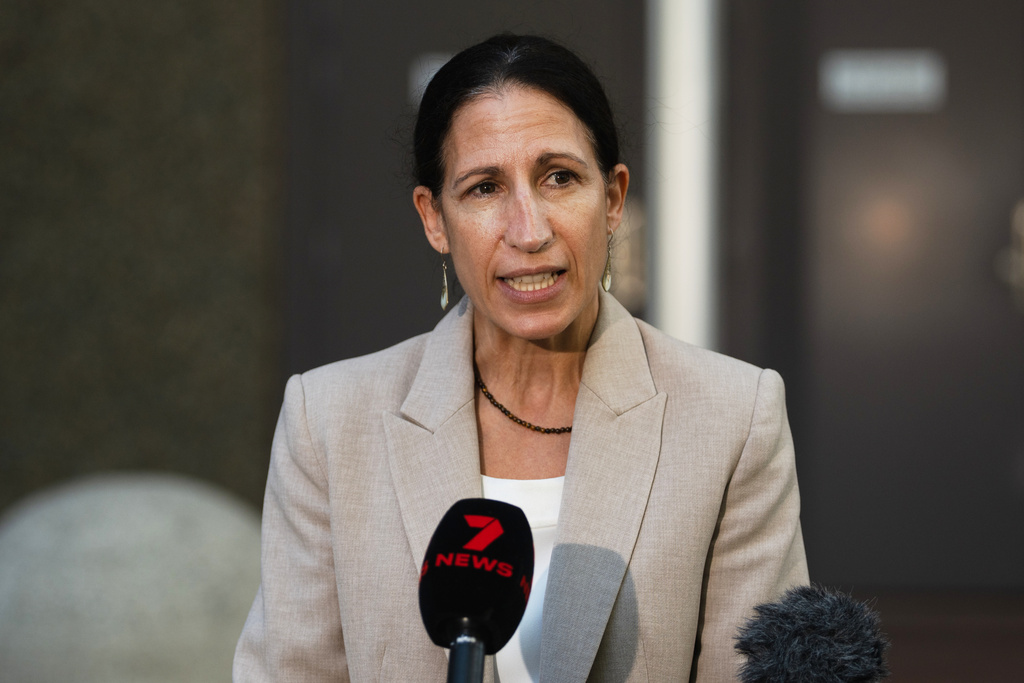 Michele Goldman, CEO of the Jewish Board Of Deputies, speaks to the media outside the Royal Commission on Antisemitism and Social Cohesion in, Sydney, Tuesday, Feb. 24, 2026. (Sarah Wilson/AAP Image via AP)