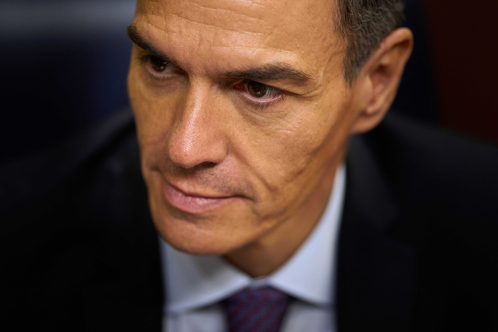 FILE - Spanish Prime Minister Pedro Sanchez attends a session of parliament in Madrid, Wednesday, July 9, 2025. (AP Photo/Bernat Armangue, File)