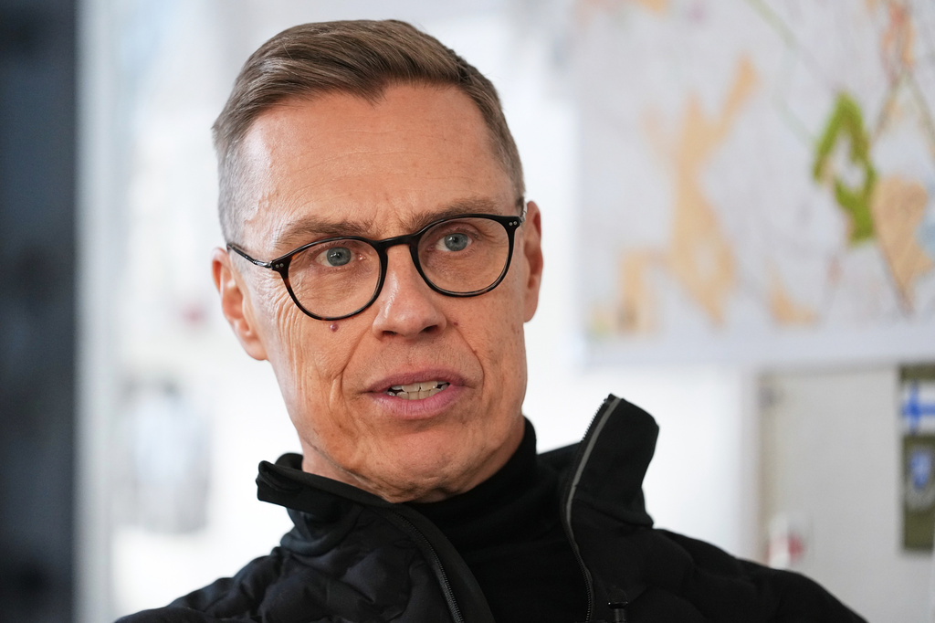 Finland's President Alexander Stubb speaks during an interview with The Associated Press in Halvala, Finland, Saturday, Nov. 15, 2025. (AP Photo/Sergei Grits)