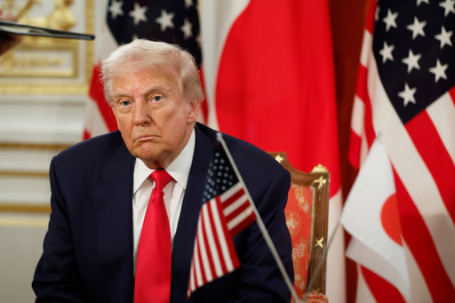 U.S. President Donald Trump attends a signing ceremony with Japan's Prime Minister Sanae Takaichi at Akasaka Palace state guest house in Tokyo Tuesday, Oct. 28, 2025. (Kiyoshi Ota/Pool Photo via AP) U.S. President Donald Trump attends a signing ceremony with Japan's Prime Minister Sanae Takaichi at Akasaka Palace state guest house in Tokyo Tuesday, Oct. 28, 2025. (Kiyoshi Ota/Pool Photo via AP)