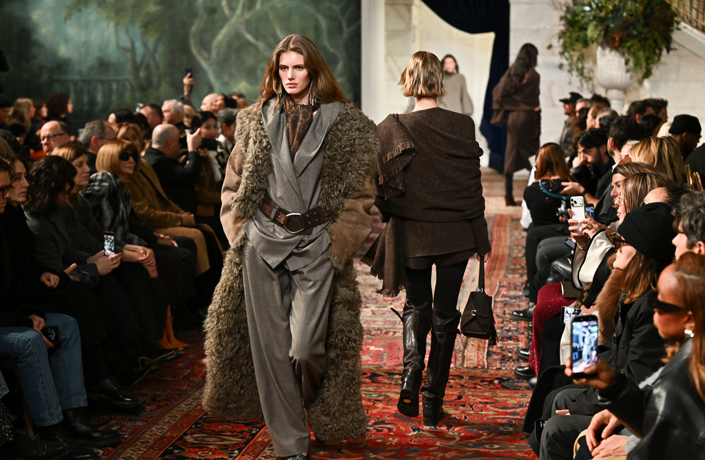 Models walk the runway during the Ralph Lauren Fall/Winter 2026 fashion show as part of New York Fashion Week, Tuesday, Feb. 10, 2026, in New York. (Photo by Evan Agostini/Invision/AP)