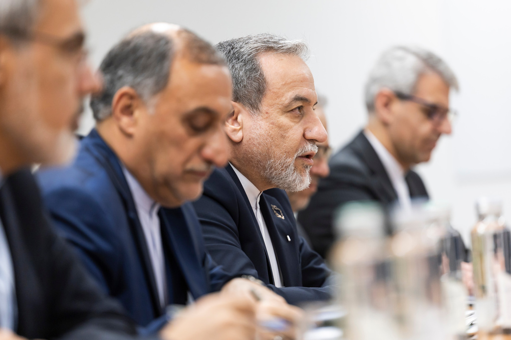 FILE - Iranian Foreign Minister Abbas Araghchi, speaks during a bilateral meeting between Switzerland and Iran, in Geneva, Switzerland, Feb. 17, 2026 (Cyril Zingaro/Keystone via AP, File)