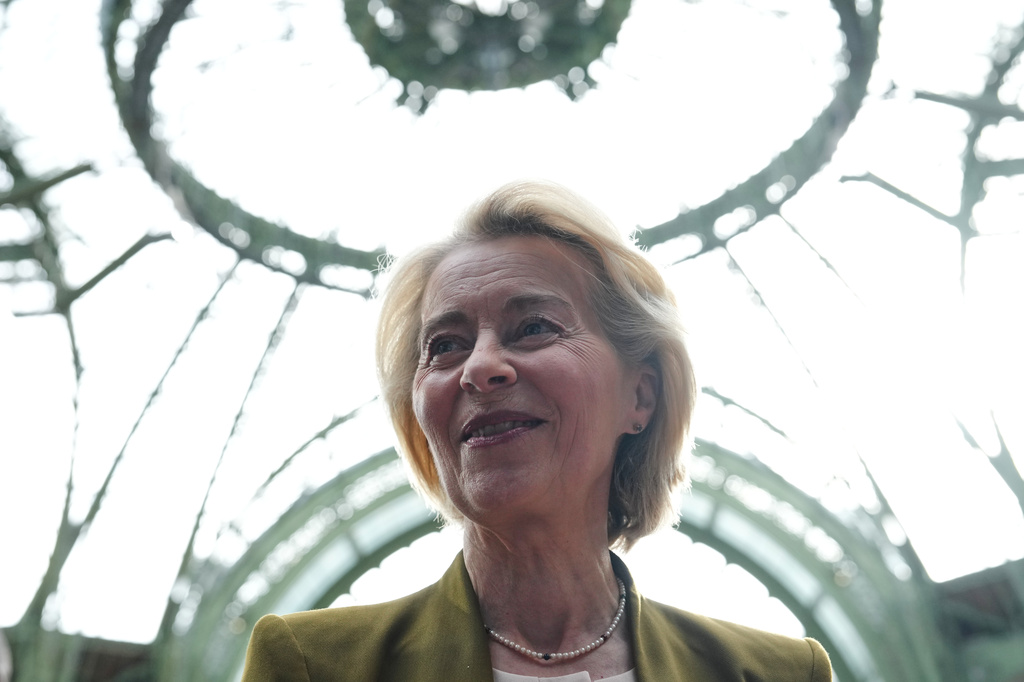 European Commission President Ursula von der Leyen arrives at the International Space Summit at the Grand Palais in Paris, Thursday, Sept. 10, 2026. (AP Photo/Aurelien Morissard, Pool)