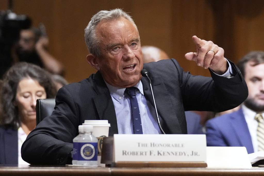 Secretary of Health and Human Services Robert F. Kennedy Jr., appears before the Senate Finance Committee, on Capitol Hill in Washington, Thursday, Sept. 4, 2025. (AP Photo/Mark Schiefelbein)