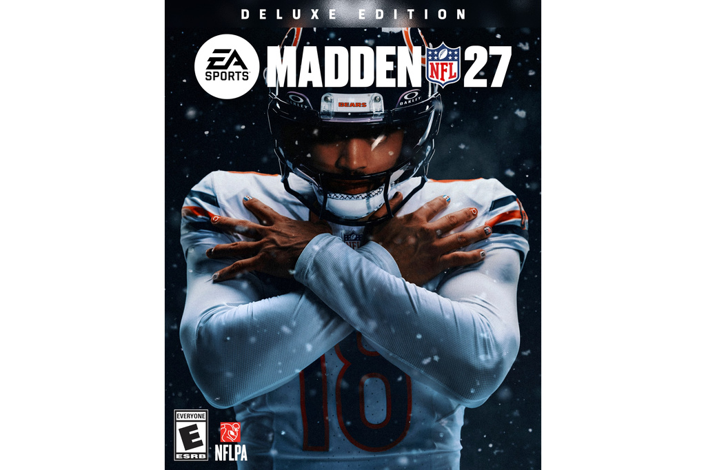 This image provided EA Sport shows Chicago Bears quarterback Caleb Williams on the cover of the Deluxe Edition of the Madden NFL 27 video game. (EA Sports via AP)