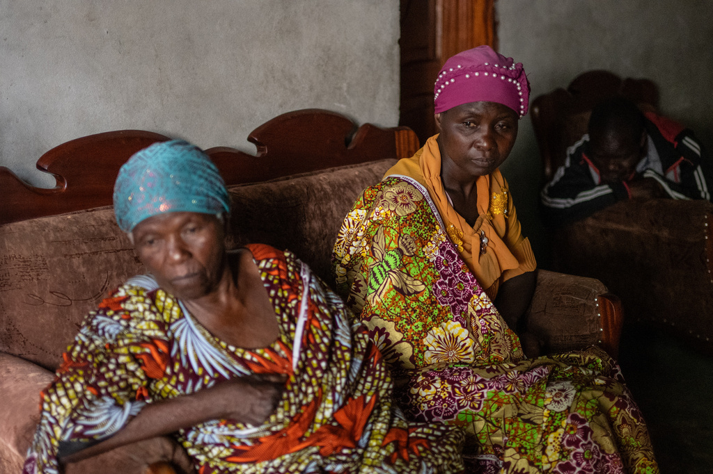 People mourn Nguvumali Kalabosh Bosco, who died when tunnels collapsed at a major coltan mining site due to landslides, in Goma, eastern Congo, Monday, Feb. 2, 2026. (AP Photo/Moses Sawasawa)