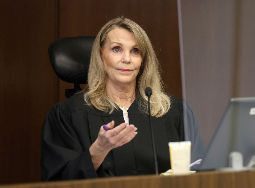 Eleanor J. Hunter, judge of the Superior Court of Los Angeles County, speaks as Orange County Superior Court Judge Jeffrey Ferguson appears for sentencing after his second-degree murder conviction for shooting his wife following an argument at the Central Justice Center in Santa Ana, Calif., Wednesday, Sept. 17, 2025. (Allen J. Schaben/Los Angeles Times via AP, Pool)