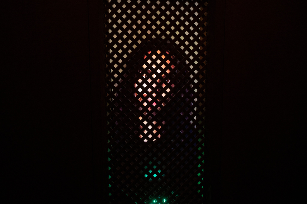 FILE - An experimental art installation with an AI Jesus entitled, Deus in Machina, installed in a confessional in St. Peter's Chapel in the old town of Lucerne, Switzerland, Aug. 25, 2024. (Urs Flueeler/Keystone via AP, File)