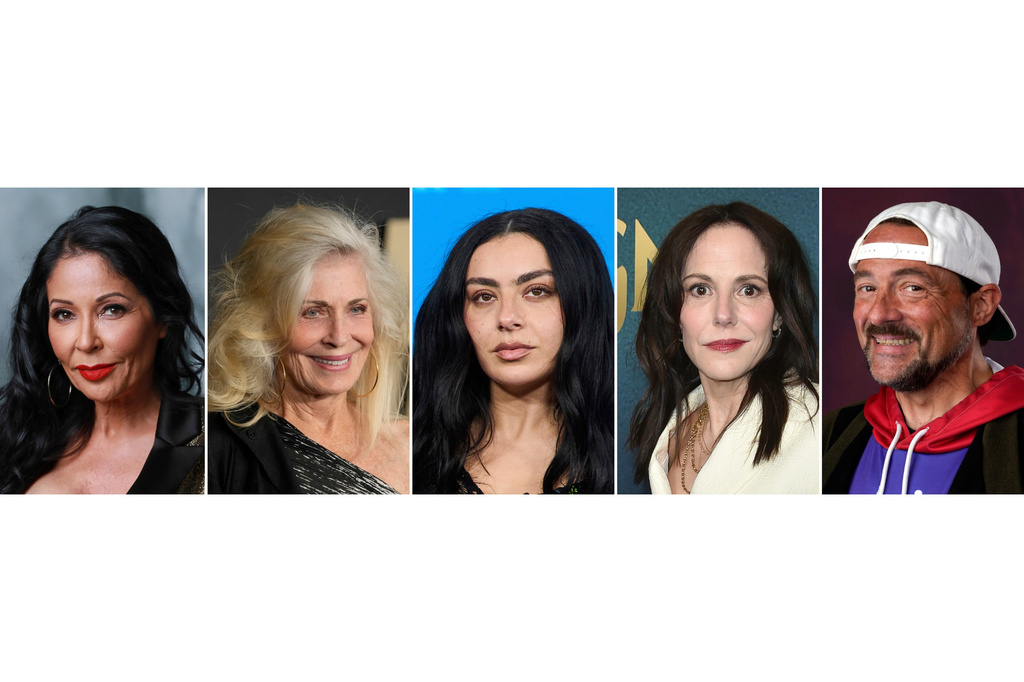 This combination of images shows celebrities born on August 2, from left, Apollonia, Joanna Cassidy, Charli xcx, Mary-Louise Parker and Kevin Smith. (AP Photo)