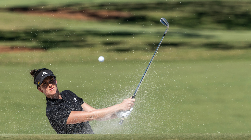 Linn Grant hits out of the sand trap on the Seventh hole during the final round of The Annika LPGA golf tournament in Belleair, Fla., Sunday, Nov. 16, 2025. (AP Photo/Willie J. Allen Jr.)